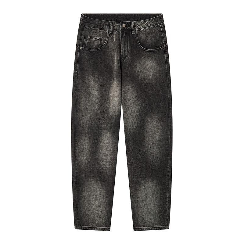 American Personalized Design Sense Washed Jeans Men's Versatile Niche Straight Trousers
