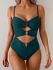 European and American swimsuit women's sexy splicing metal buckle hollow one-piece swimsuit hot spring vacation swimsuit women