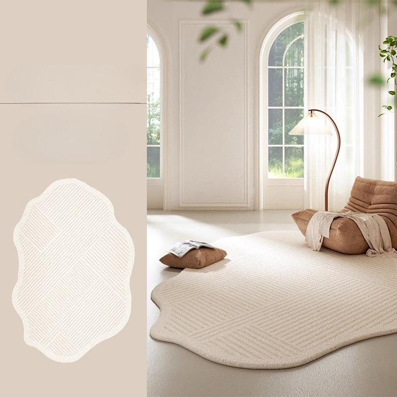 Crème Kleurige Vloerkleden voor Woonkamer Onregelmatige Vormen Slaapkamer Decoratie Zacht Tapijt Pluizig Pluche Nachtkastje Tapijt Wasbaar Bureau Vloermat 80x160cm
