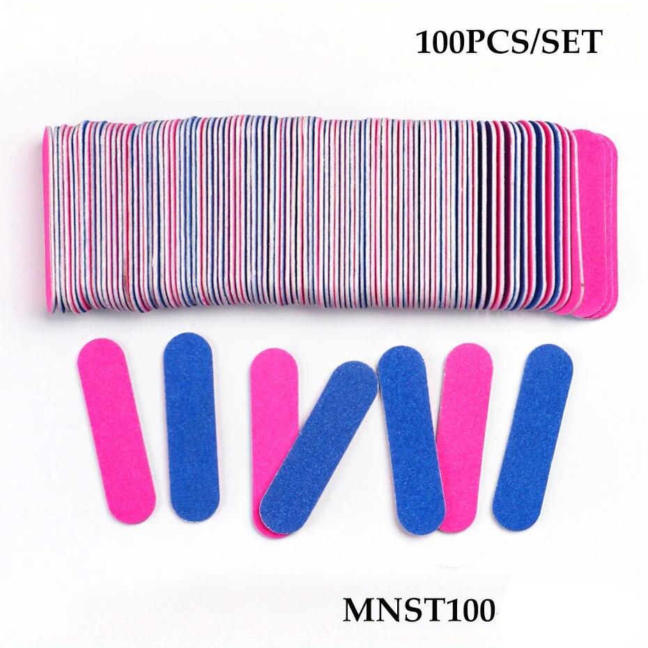 100pcs Double Side Nail Files Mini Wood Sanding Buffer Block Set For Gel Polish Manicure Pedicure Salon Nail Art Tools