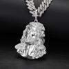 Men's Hip Hop Accessory Light Gold Brass Statue Pendant Necklace Zircon Fashionable Nightclub Sweater Chain Trendy Accessory
