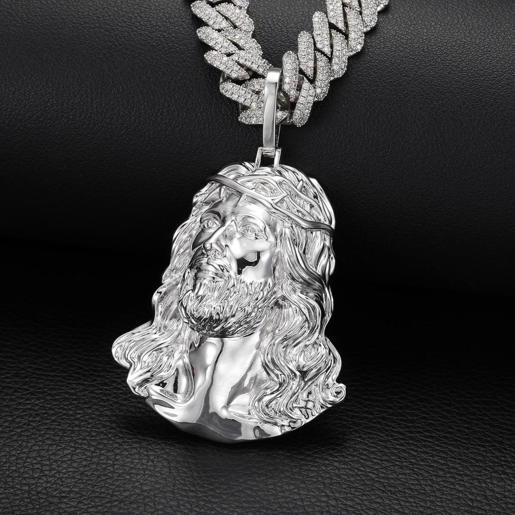 Men's Hip Hop Accessory Light Gold Brass Statue Pendant Necklace Zircon Fashionable Nightclub Sweater Chain Trendy Accessory