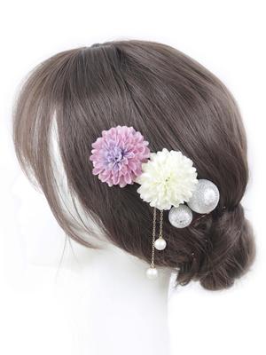 [Handmade by NANA] Hair Ornament - Ping Pong Chrysanthemum - Cute Japanese Ball - Perfect for Coming-of-Age Ceremony, Shichi-Go-San, Fireworks