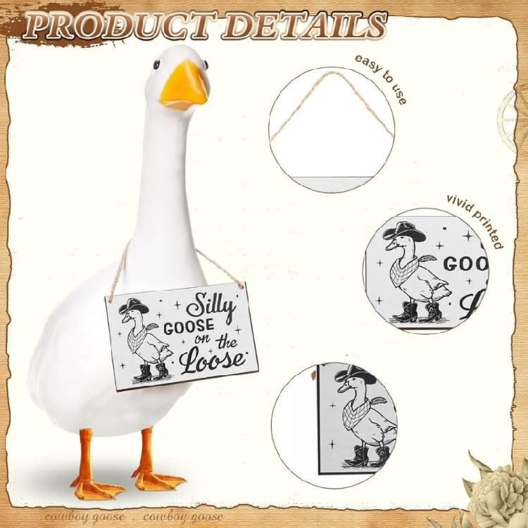 Artistic Garden Security Sign Porch Gooses Outfits Sign Decorations Suitable for Fences, Gardens, Lawns
