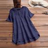 Ladies Tops Casual Round Neck T-Shirts T-Shirts Eyelets Lace Panel Buttons Shirts