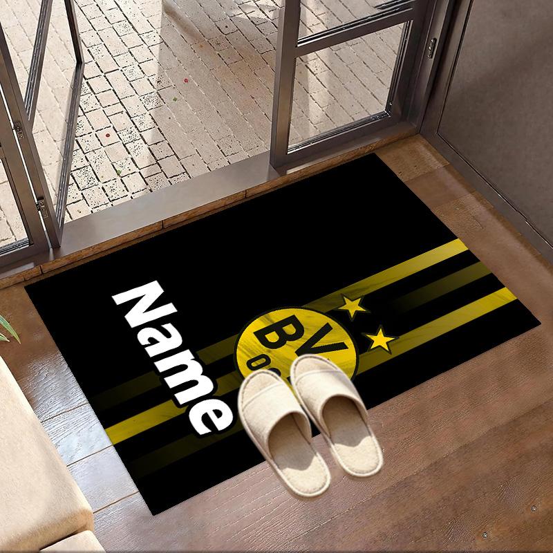 Custom Name Personalized Borussia Dortmund Print Carpet, Versatile Home Decor Rug, for Playroom, Apartment, Balcony, Entryway, Hallway Gift