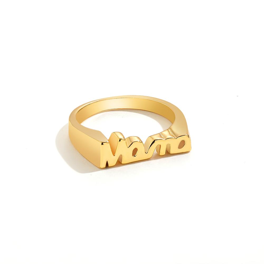 

New Fashion Gold Color Mama Letter Rings Anniversary Family Ring Mother Finger Zircon Gift for Women 7