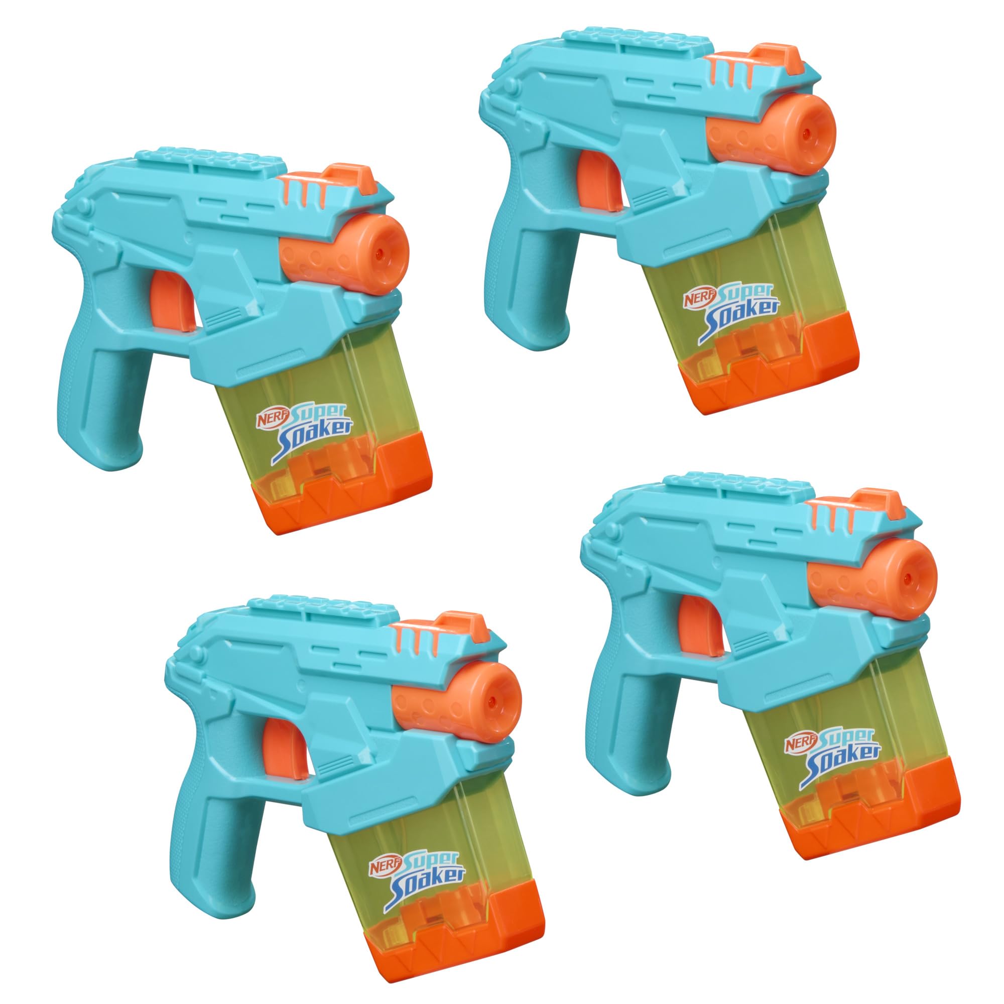 Nerf Super Soaker Мини-Дак Фил Фан Пак 4 водяных пистолета Простое мгновенное наполнение водой Просто погрузите в воду для наполнения и бак объемом 101 мл Водный пистолет для детей от 6 лет