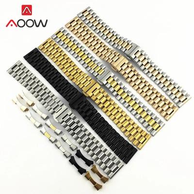 3 Pointer Stainless Steel Strap 18mm 20mm 22mm Butterfly Buckle Men Replacement Band Watch Accessories 10 12 13 14 16 19 21