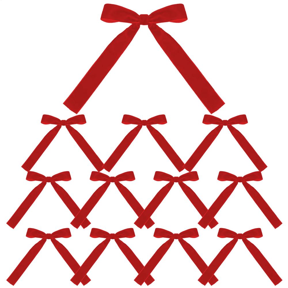 12pcs retro Burgundy Velvet Bows for Christmas Tree Decorations Wreath Garland Velvet Bows with Twist Tie 18x13x2.5cm