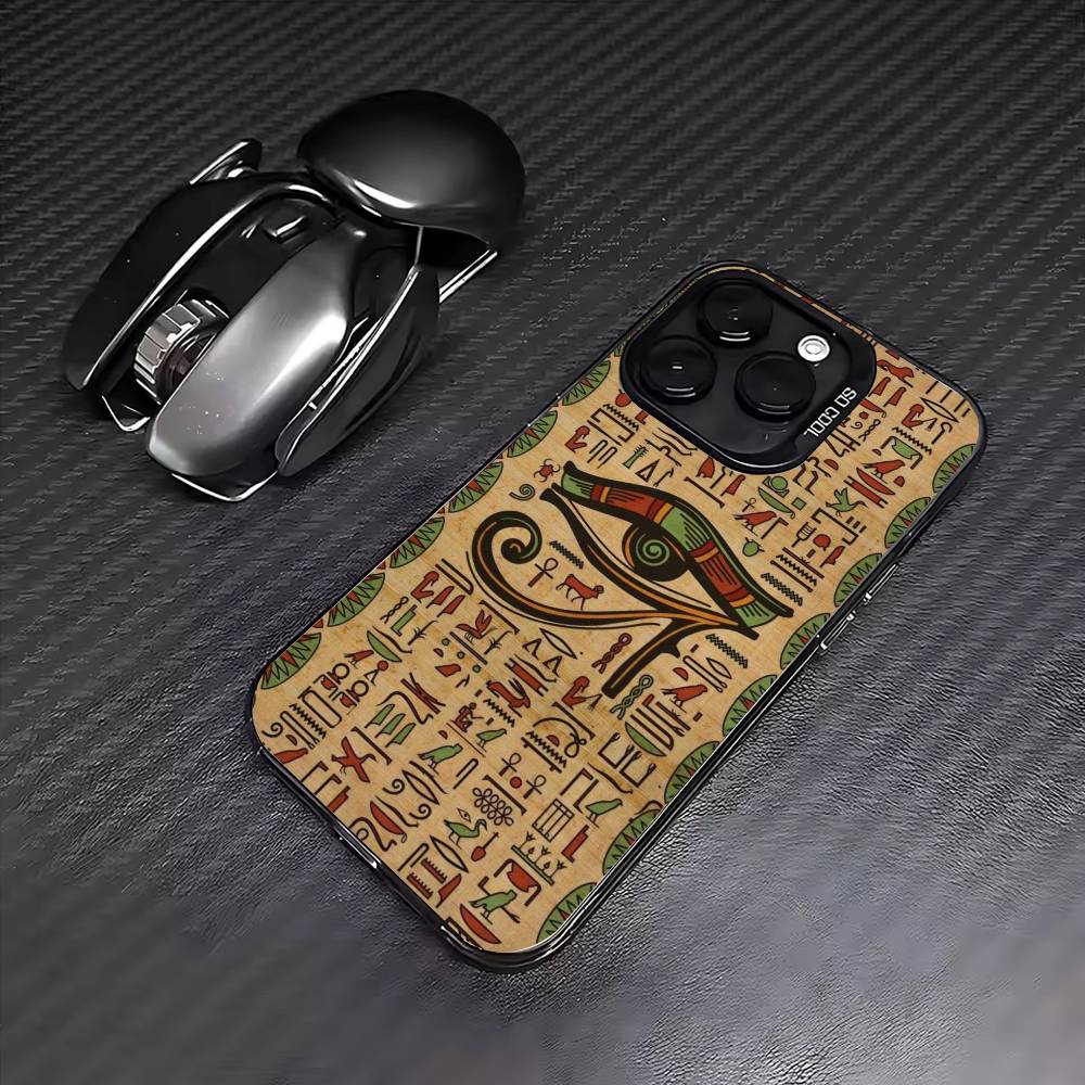 Egyptian Eye Of Horus Phone Case For iPhone17,16,15,14,13,12,11 Plus,Pro Max Colored Silver Plated Inside Cover