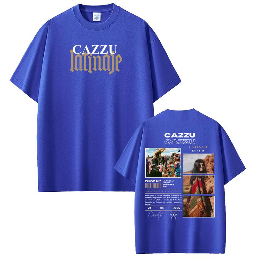 Singer Cazzu Latinaje Album Retro Print T Shirt Men Women Fashion Tshirt Shortsleeved Cotton Harajuku Casual Tshirts Fan Gift