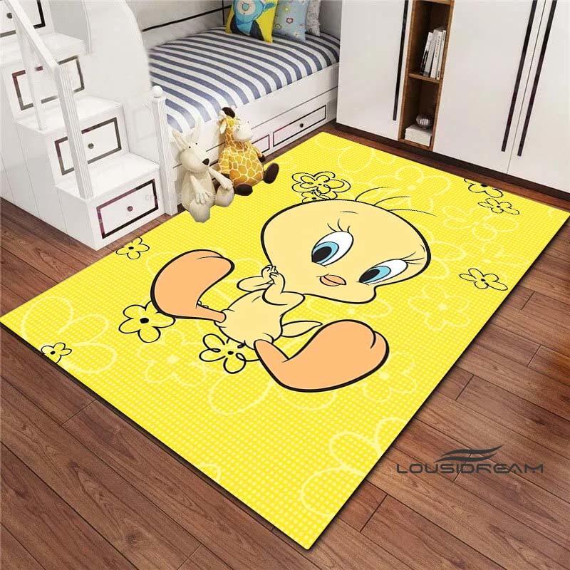 3D printed cartoon TweetyBird rug, suitable for living rooms, bedrooms, sofas, balconies, gardens, etc. Large-sized decorativ