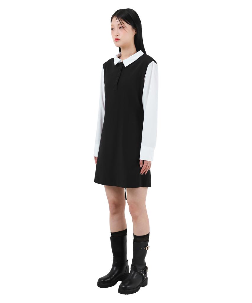 Catharsis Contrast Corset Collar Dress Black One Size