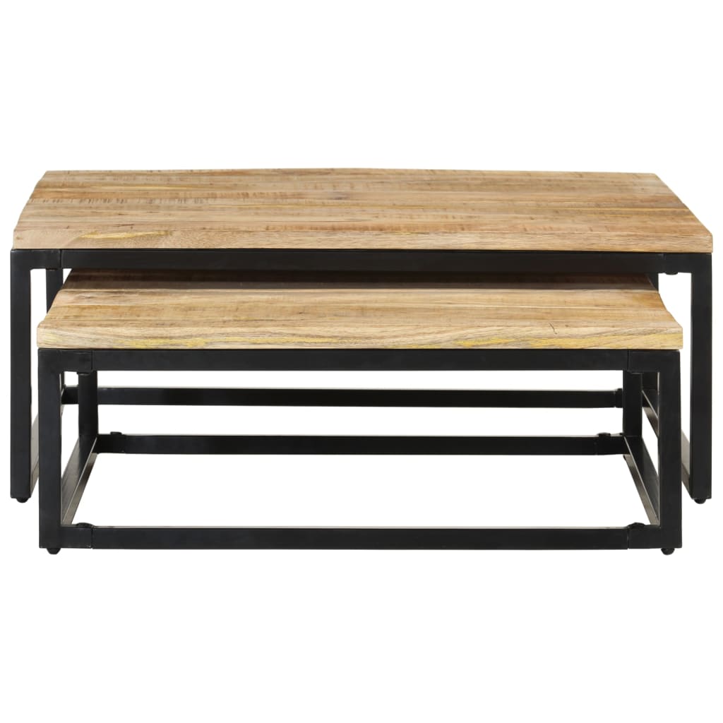 2 Piece Mango Solid Wood Nesting Tables