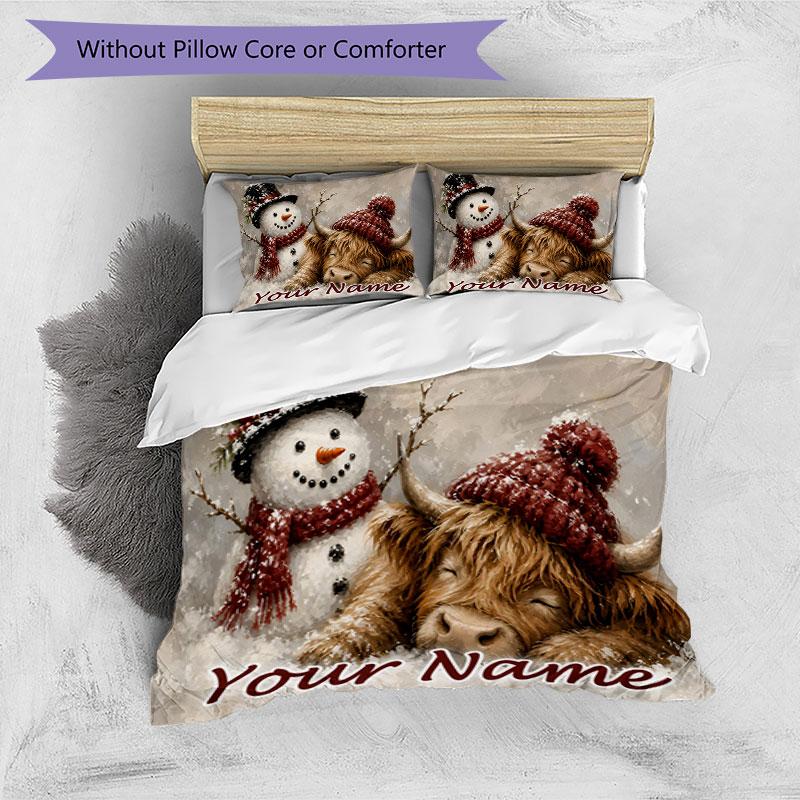 3PC Custom Name Winter Wonderland Bedding Set Printed Bedding Set Duvet Cover Closure Includes 1 Duvet Cover & 2 Pillowcases for All Seasons Bedroom