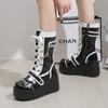 Kawaii Sweet New Gothic Platform Mid Calf Boots Women Street Autumn Wedges High Heels Punk Boots Girls Cute Cosplay Women Shoes
