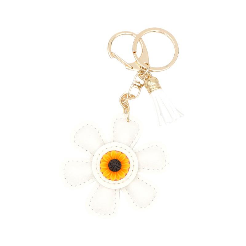 Creative Sunflower Bag Charm Keychain Pu Leather Pendant Keyring Sweet Charm Flower Hanging Bag Backpack Deco Accessory Gift