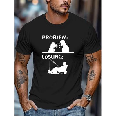 T-shirt da uomo a maniche corte taglia europea - Top casual estivo girocollo con stampa testo tedesco, lavabile in lavatrice e abbigliamento casual per outfit a tema