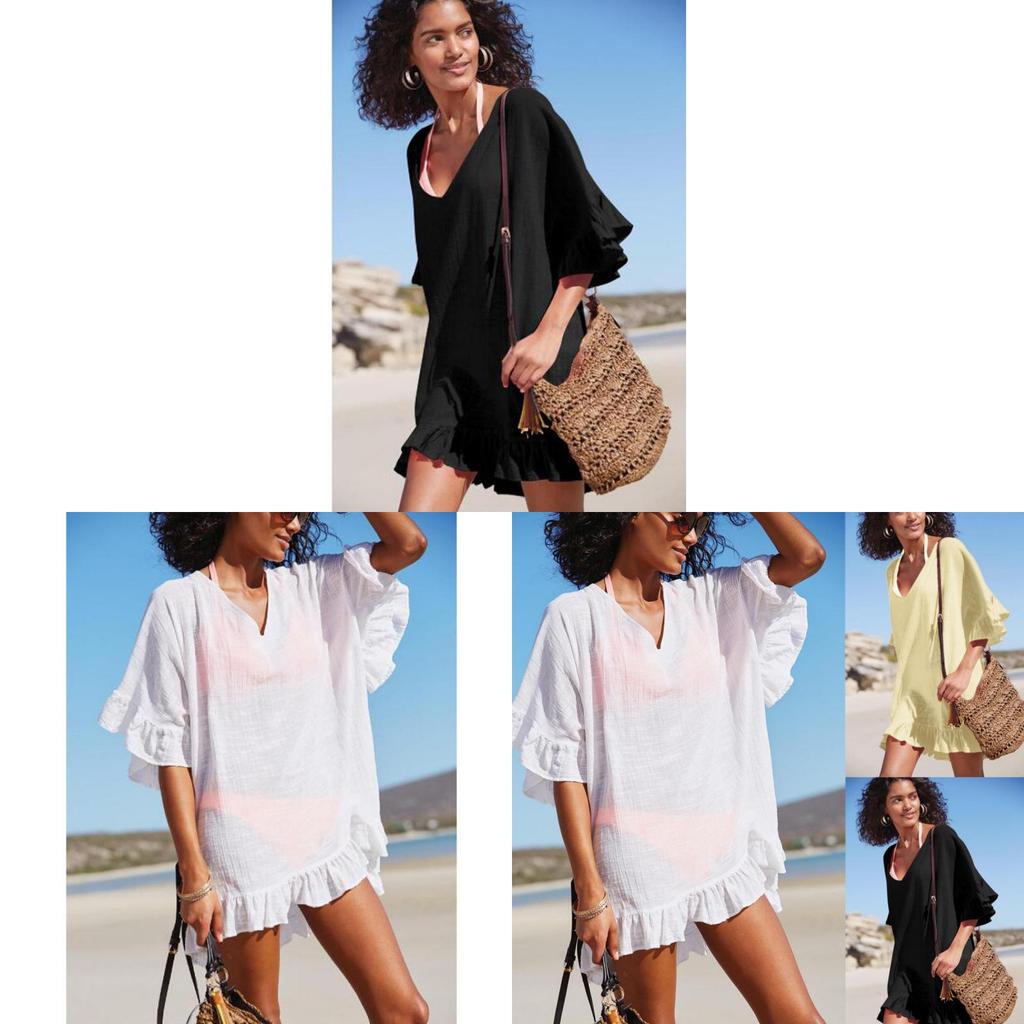 Beach Cover Up Dress With Tencel Blend Fabric For Summer Vacation Wear