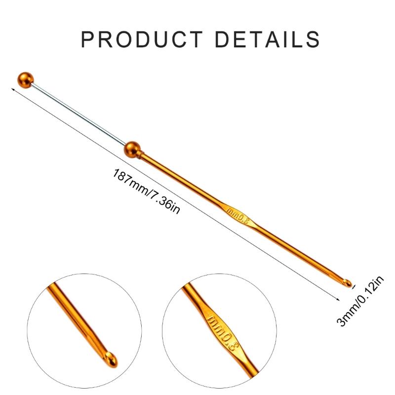 Beads Knitting Needle Metal Crochet Hook 3mm Easy to Use Crochet Needle for Crocheting Knitting for Handicrafts