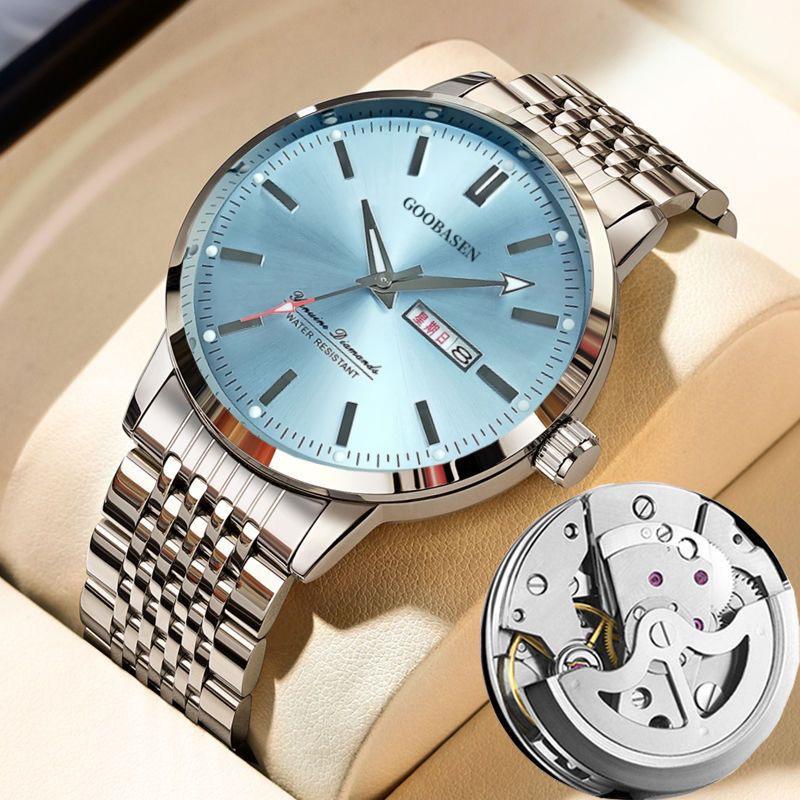 Montre Mécanique Lumineuse Entièrement Automatique pour Homme - Étanche, Tendance, Design Squelette avec Double Calendrier.