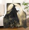 Halloween Gothic Arts Throw Blanket – Witch, Moon & Night Print for Friend, Couch, Bed, Car, Home, Camping, All-Season Use