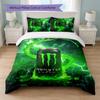 Monster Energy Print 3-delige Dekbedovertrekset 1 Dekbedovertrek en 2 Kussenslopen Zacht Beddengoed Voor Huishoudelijke Slaapkamer
