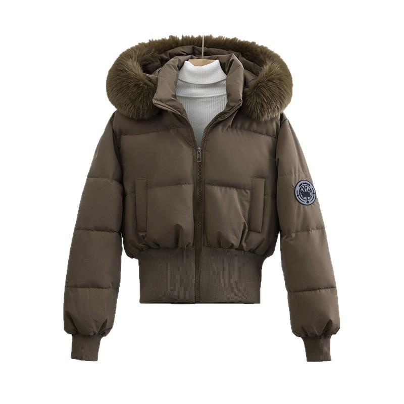 Women's fleece thickened casual cotton-padded clothes fashion hooded big fur collar cotton jacket winter new