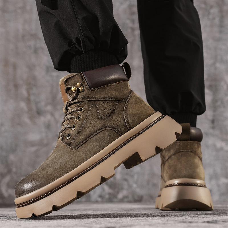 Autumn and Winter New Men's Martin Boots Thick-soled Heightening Round Head Outdoor Sports Tooling High-top Fashion Casual Men's Shoes
