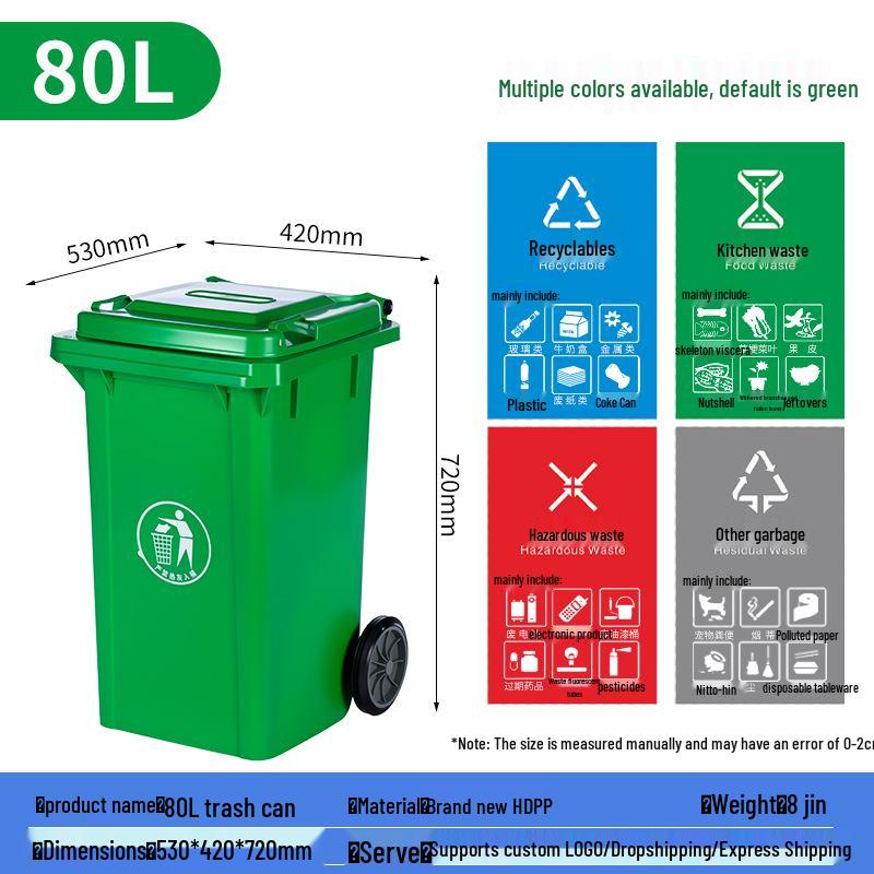 Large Capacity Trash Can with Lid and Foot Pedal for Residential or Commercial Use, Suitable for Outdoor Waste Sorting