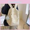 Solid Simple Color Student Lightweight Backpack With Plush Pendant For School