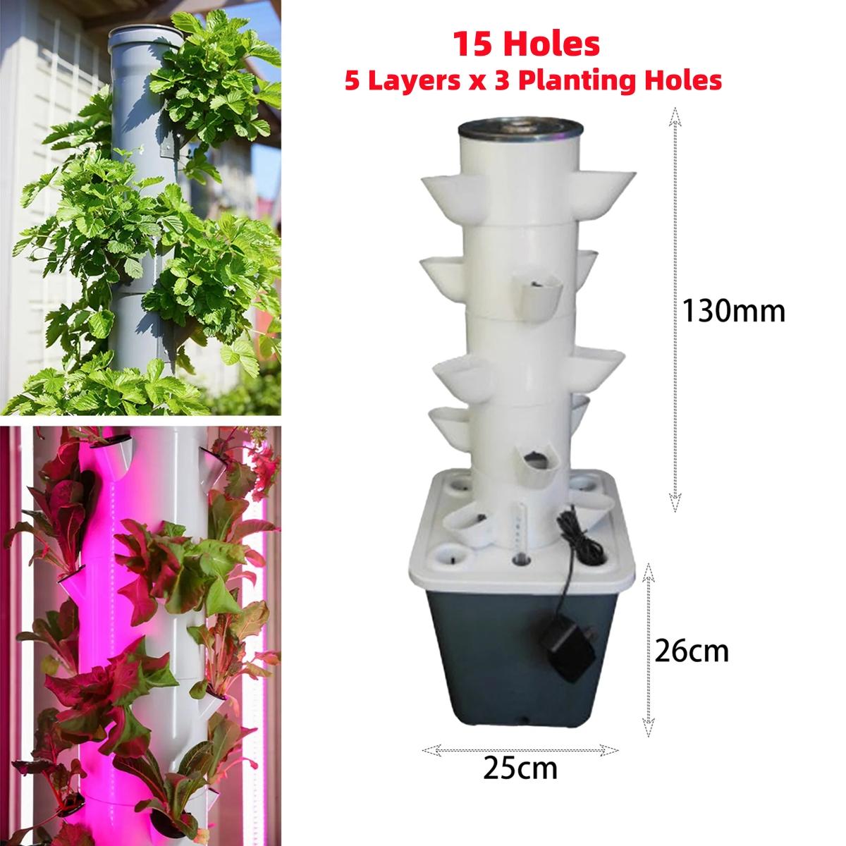 

1 Set Hydroponic Tower Planting System 15/18/25/30 Planting Holes Soilless Cultivation Vegetables Fruits Vertical Column Planter