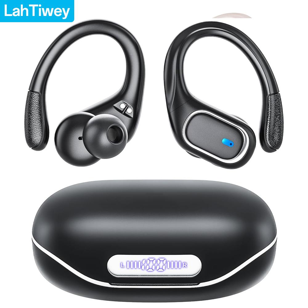 

Sports Earphones TWS IPX7 Waterproof Bluetooth V5.3 Earbuds with 80 Hours Playtime Noise Canceling Mic Over-Ear Earhooks Headest чорний