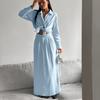 A Fashionable Shirt Dress Set for Women, Featuring An Elegant Long-sleeved Shirt Paired with A High-waisted Long Dress