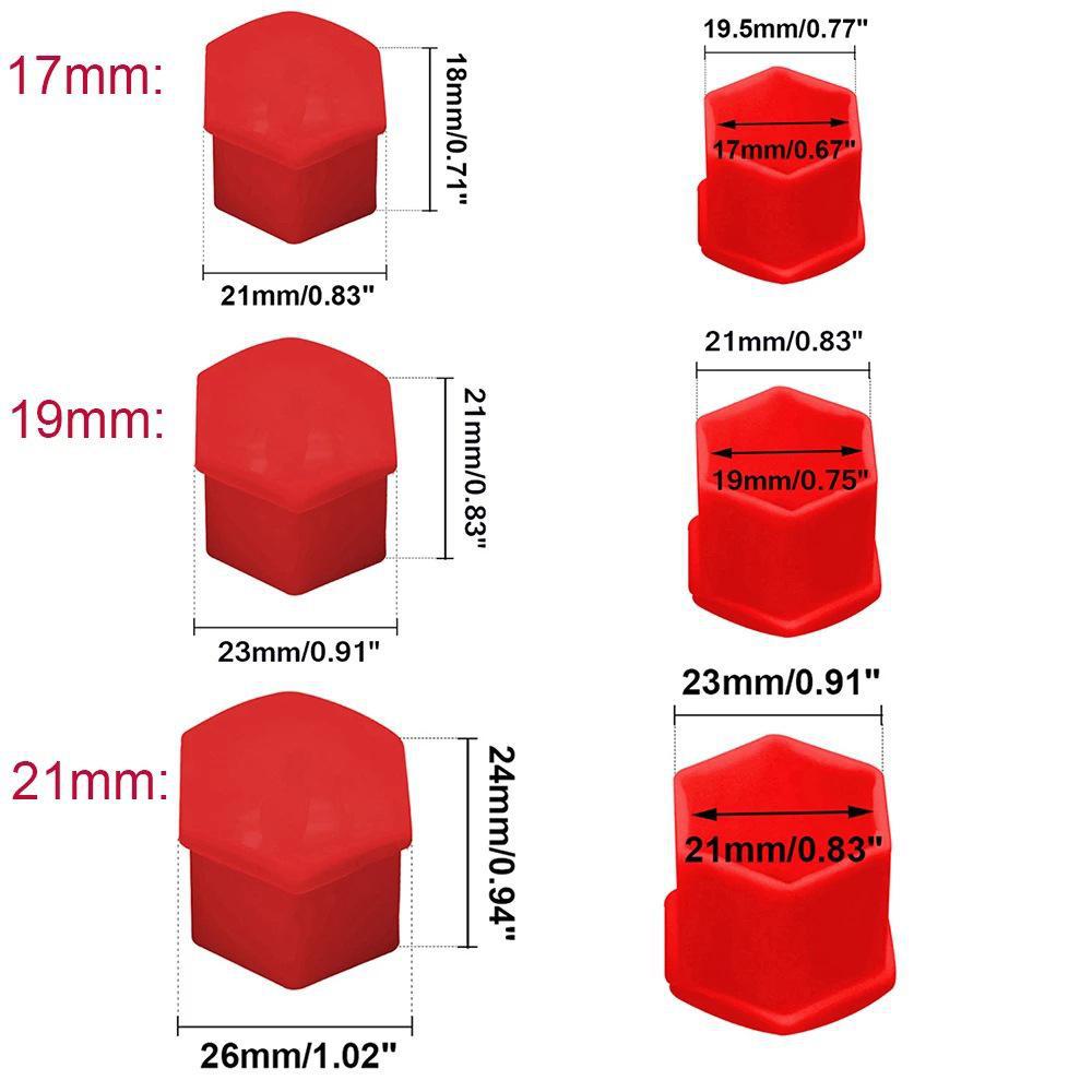 Tapa decorativa para tornillos de neumáticos de automóvil de 17 mm, 19 mm y 21 mm: cubierta protectora para cubo de rueda