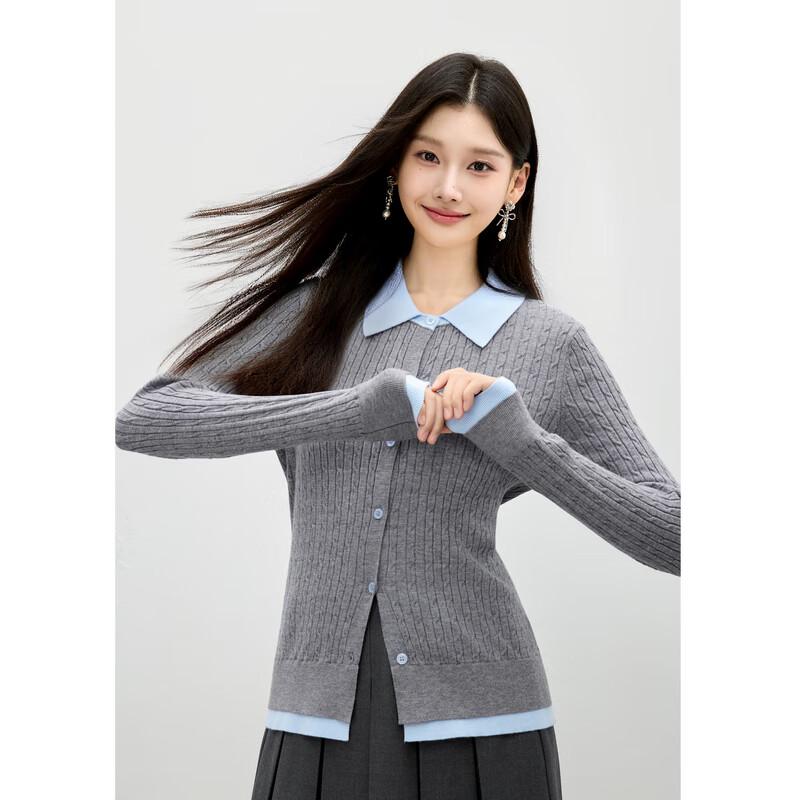 Qiusbuiyiren Women's Slim-Fit Layered Collar Knit Top