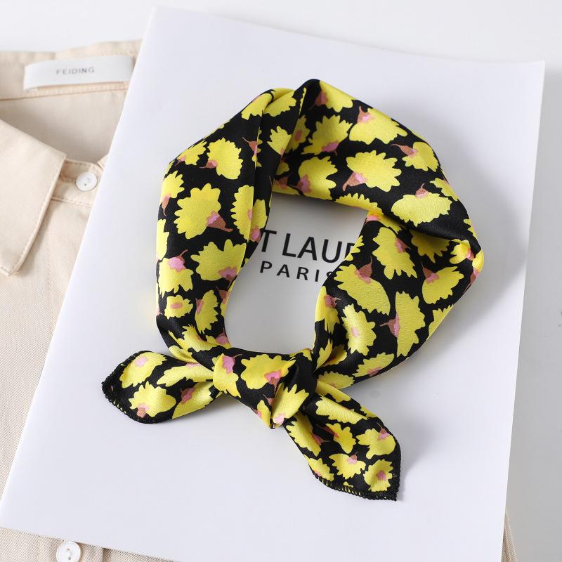 50X50CM Women Square Scarf Horse Printing Hair Neck Scarfs For Ladies Kerchief Twill Imitation Silk Foulard Scarves&Wraps