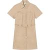 Solid Color Single-Breasted Lapel A-Line Short Sleeve Dress Women Dresses Khaki MU2814K1KQ-250