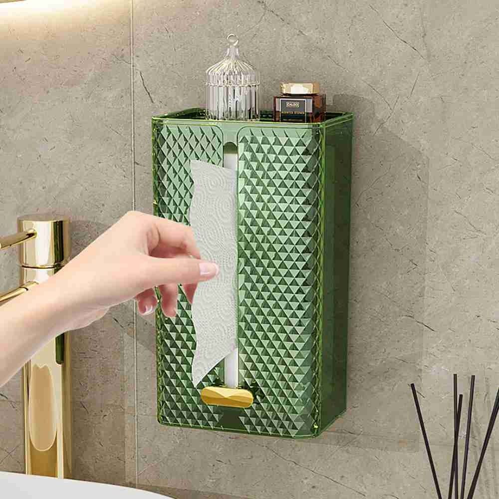 Adhesive Wall Mounted Large Capacity Tissue Box Paper Holder Napkin Organizer Paper Towel
