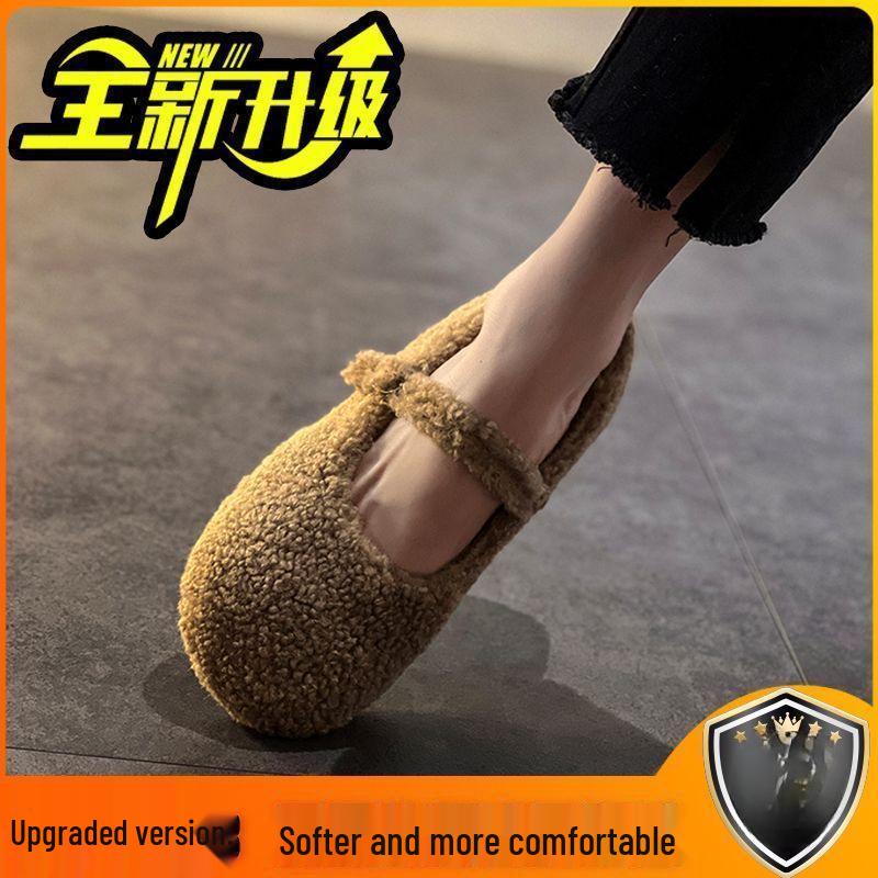 Mary Jane Women's Furry Velvet Flat Shoes - 2025 Autumn/Winter Korean Style