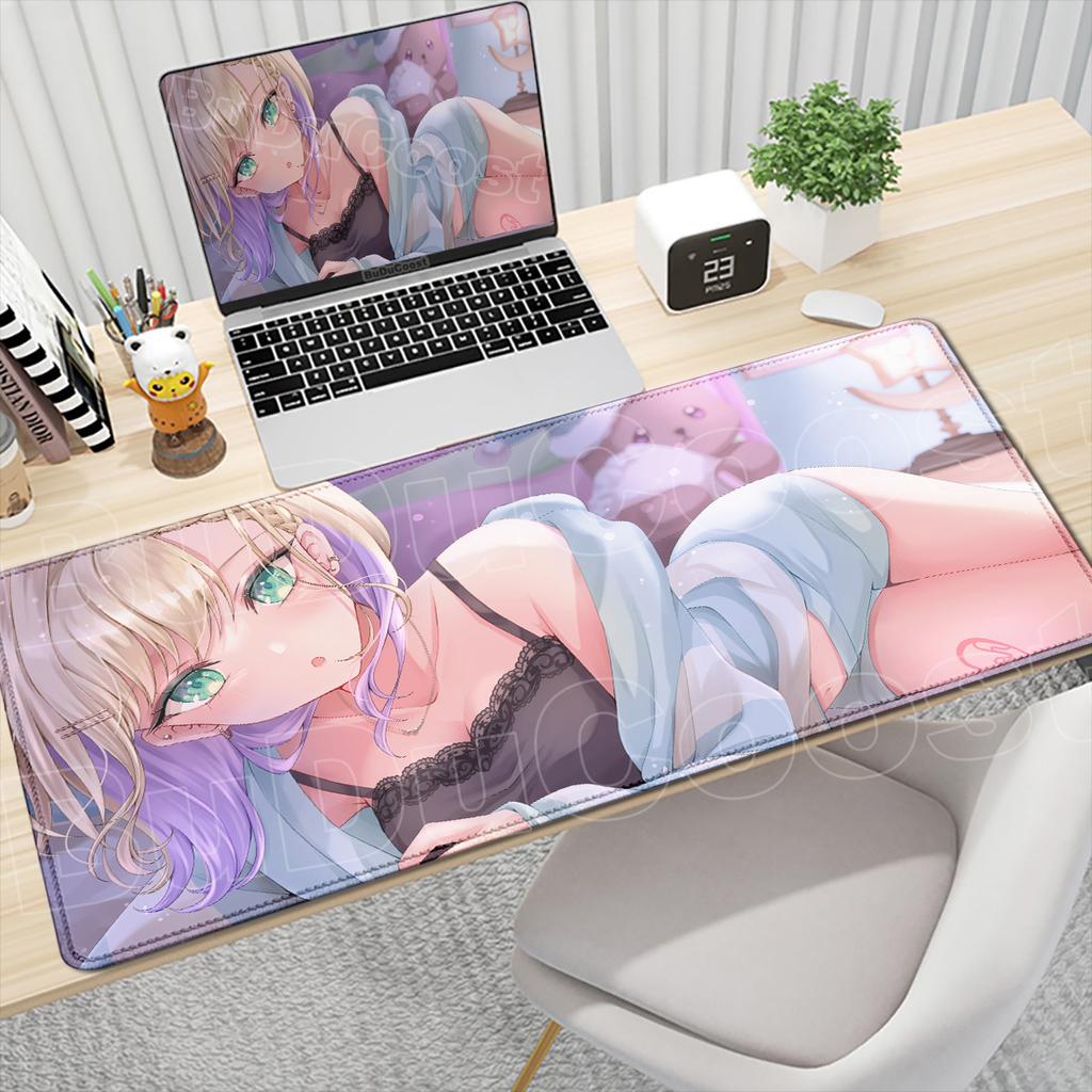 Anime Girl Office Keyboard Accessories Large Table Gaming Carpet Hololive Cute Kurumi Noah Mousepad XXL Locking Edge Desktop Mat