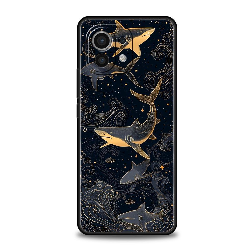 Seaside Sharks Pattern Phone Case Cover for Xiaomi Mi 17 15 14 13 12 11 Ultra 15T 14T 13T 12T 11T Pro Lite 5G Soft TPU Shell Bag