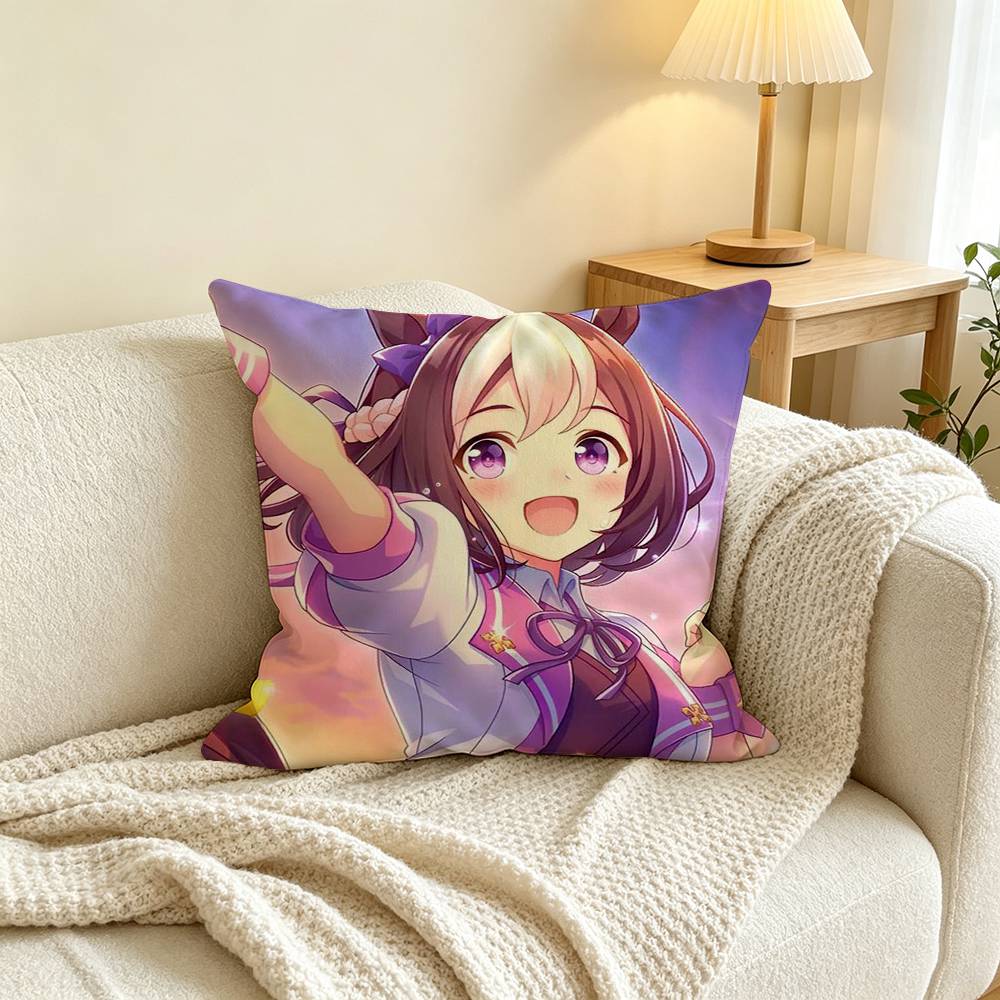 U-Umamusume P-Pretty D-Derby Square Double-Sided printed Pillow Case Bedroom Bedside Pillow Sofa Cushion Cover