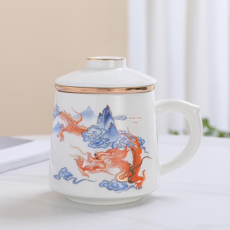 Ceramic Tea Brewing Cup with Lid - Ideal for Office and Gift Giving