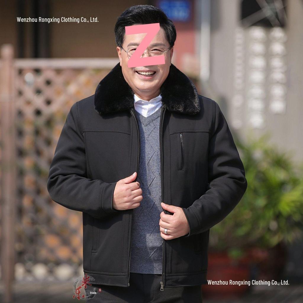 Men's Winter Cotton Jacket - Plush Lined, Ideal for Middle-Aged & Elderly