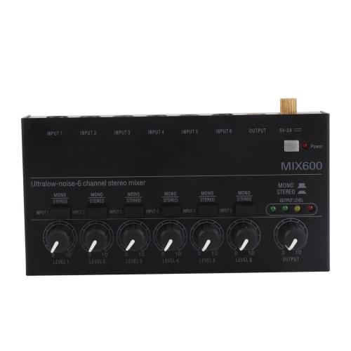 Hilitand Audio Mixer, Stereo Line Mixer, Compact, Metal, Low Noise, 100-240V