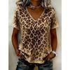 Women Summer T Shirt Leopard Print Short Sleeve Tees Casual Printed Tops
