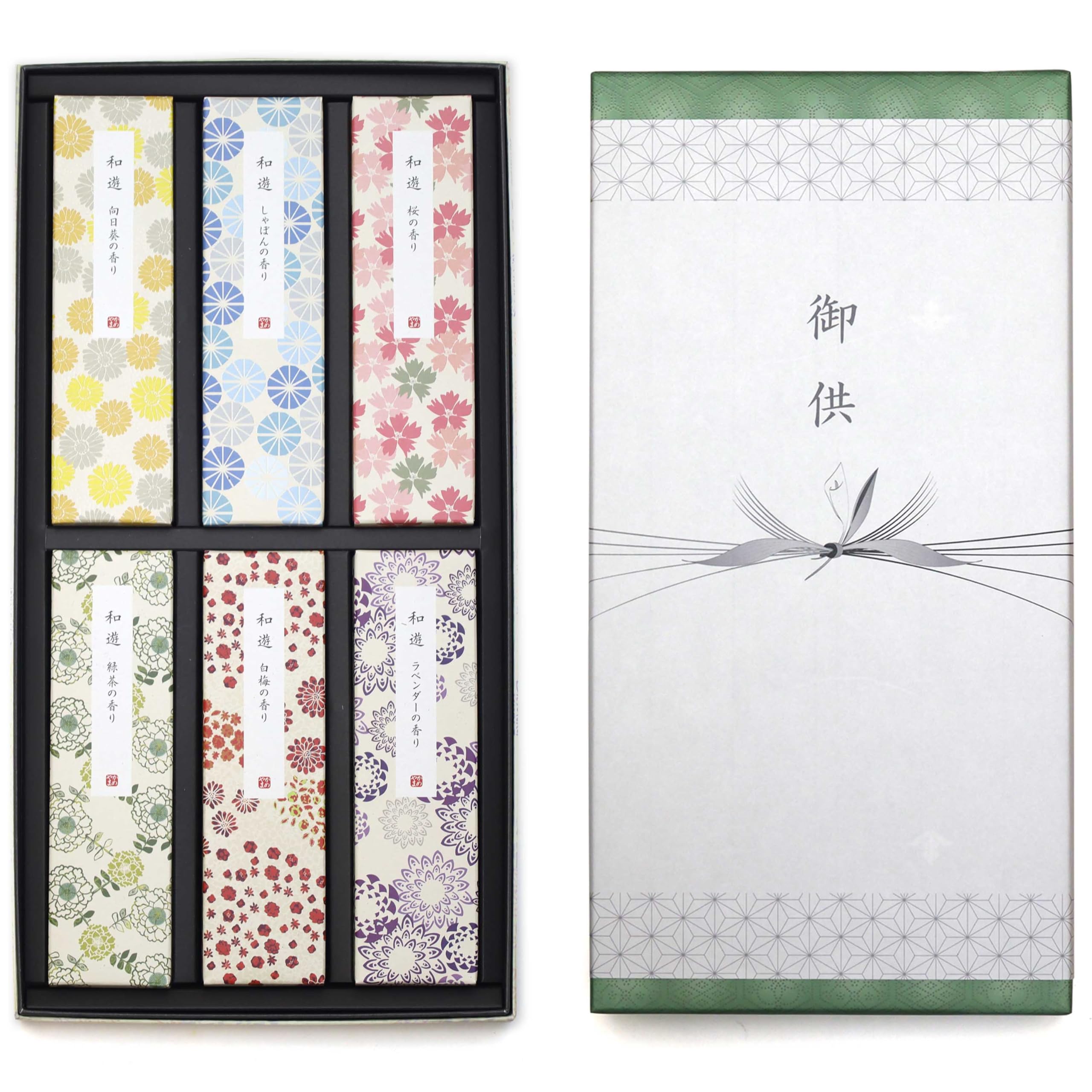 

Sympathy Incense Gifts [Wayu 6 Types, Sandalwood, with Outer Wrapping] Made in Japan, Low Smoke, Gift-Giving Incense for Buddhist Altars, Memorial