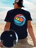 Retro Sunset Wave Round Frame Surfing West Coast Street Brand T-Shirt Cotton Graphic Tee Unisex Unisex Summer